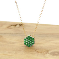 Pingente Chuveiro com 19 Esmeraldas, em Ouro Amarelo 18 Kilates